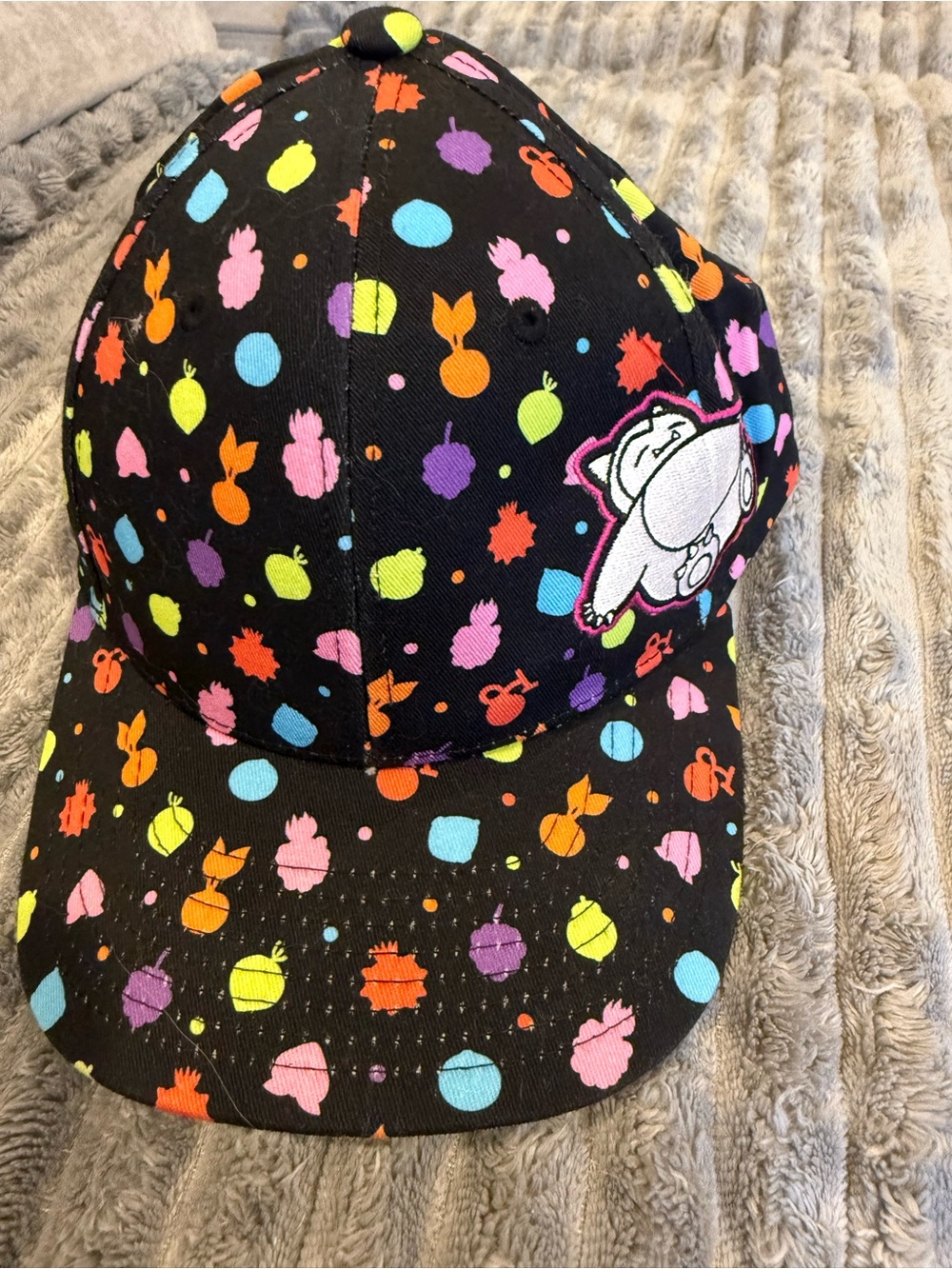 Pokemon Black Cap with Neon Fruit and Pikachu Patch from Go Fest Chicago